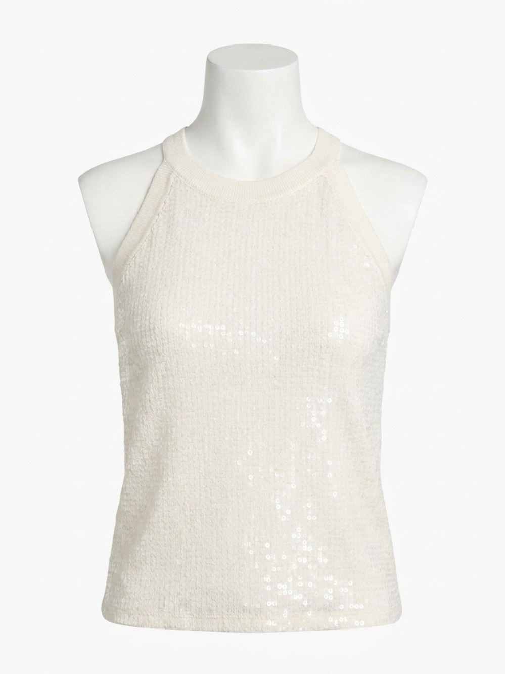 NEW NIC + ZOE anytime sequin sweater tank top in classic cream